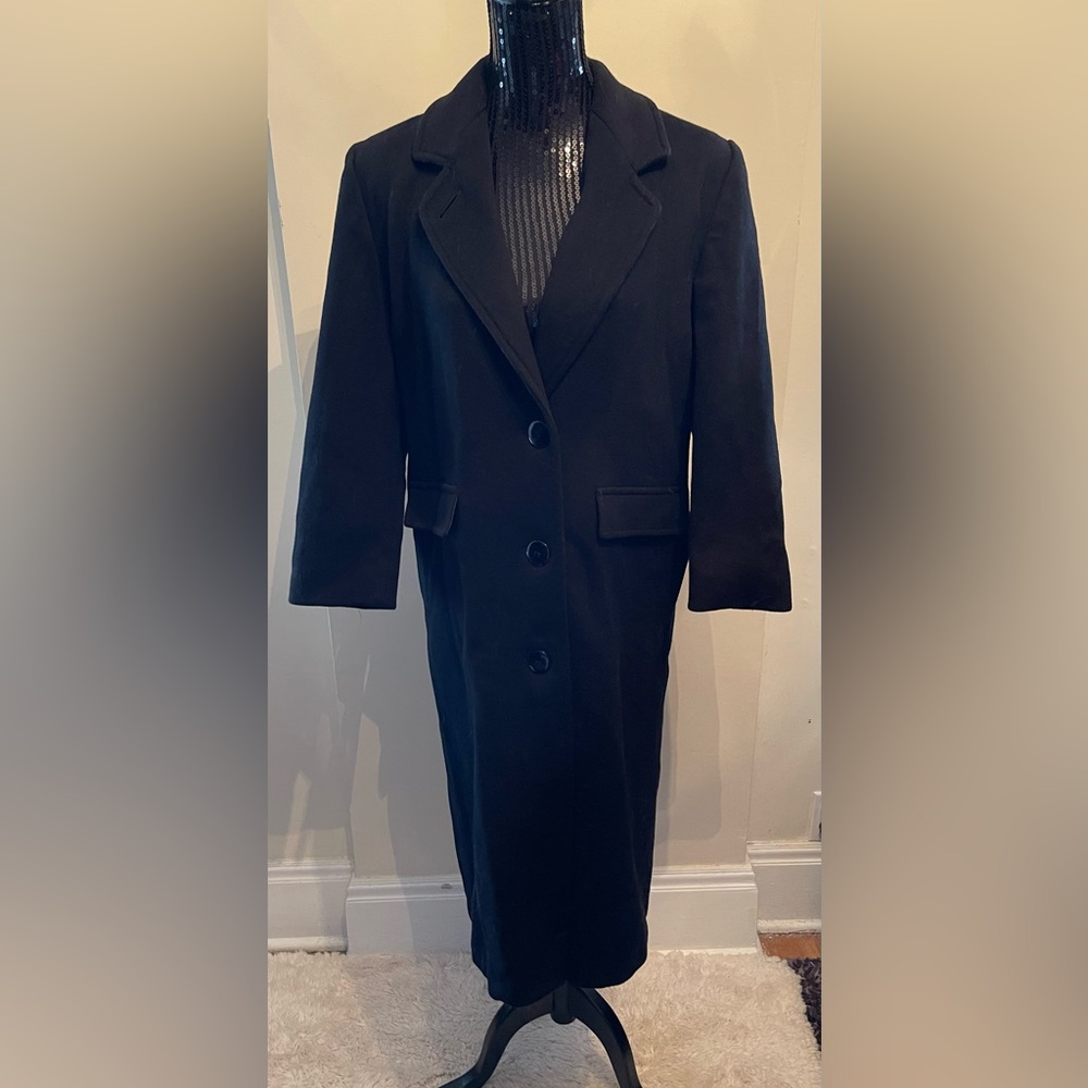 Vintage London Fog Black Wool Coat Petite Size 10